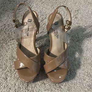 Pageant state level competition shoes! Dark tan 6 inch platforms.